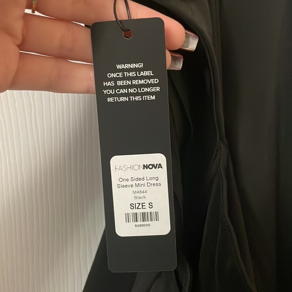 One Sided Long Sleeve Mini Dress - Picture 4 of 4